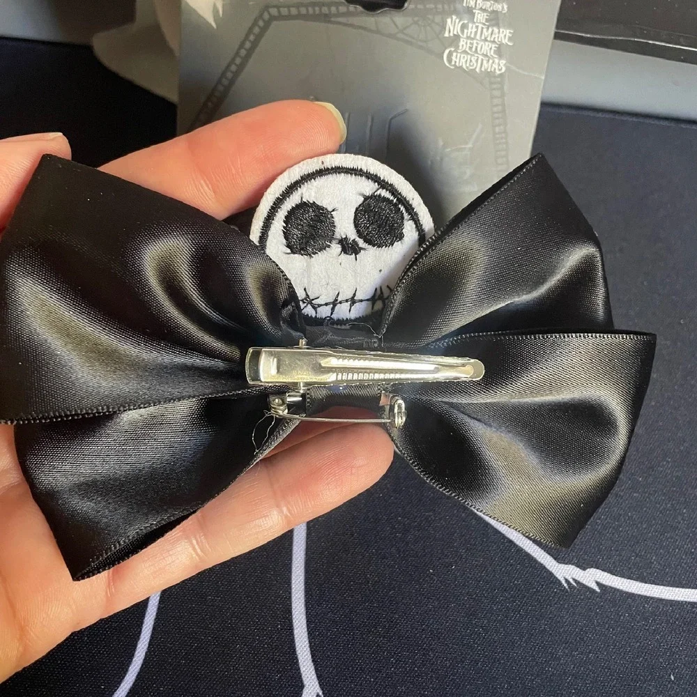 Disney Nightmare Before Christmas Jack Skellington satin Hair Clip Bow Halloween
